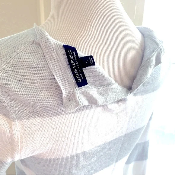 Banana Republic Rugby stripe crew neck Pima cotton/Cashmere Sweater SP - Picture 4 of 11